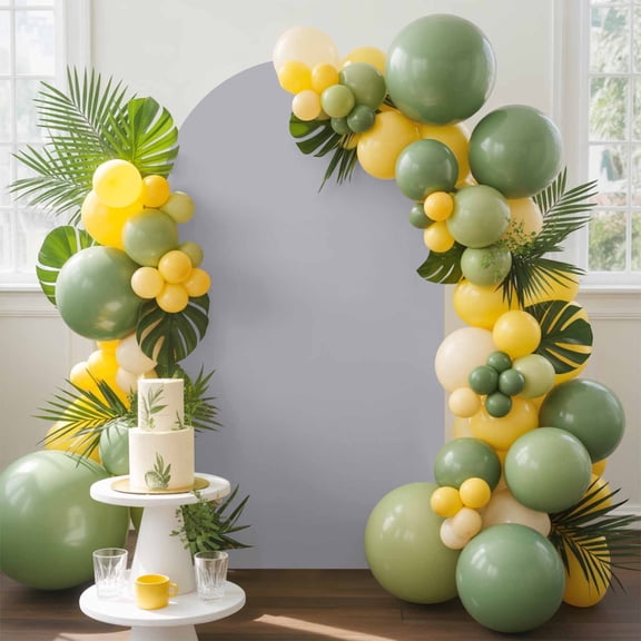 Solid Color Arch Backdrop Cover, 6.6FT, Gray Spandex Arch Covers Double-Sided Backdrop for Wedding Birthday Party Photo Background Decoration