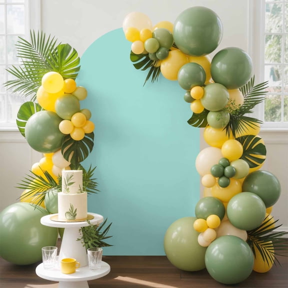 Solid Color Arch Backdrop Cover, 6FT, Light Cyan Spandex Arch Covers Double-Sided Backdrop for Wedding Birthday Party Photo Background Decoration