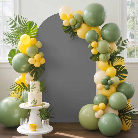 Solid Color Arch Backdrop Cover, 7.2FT, Dark Gray Spandex Arch Covers Double-Sided Backdrop for Wedding Birthday Party Photo Background Decoration