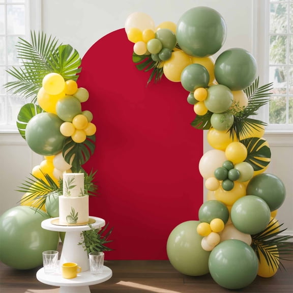 Solid Color Arch Backdrop Cover, 7.2FT, Red Spandex Arch Covers Double-Sided Backdrop for Wedding Birthday Party Photo Background Decoration