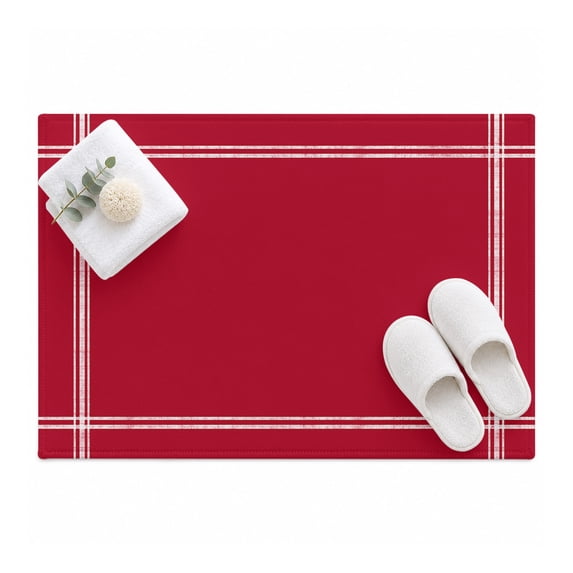 Solid Color Area Rug 2'x3', Red Mat Non-Slip Silicone Backing Machine ...
