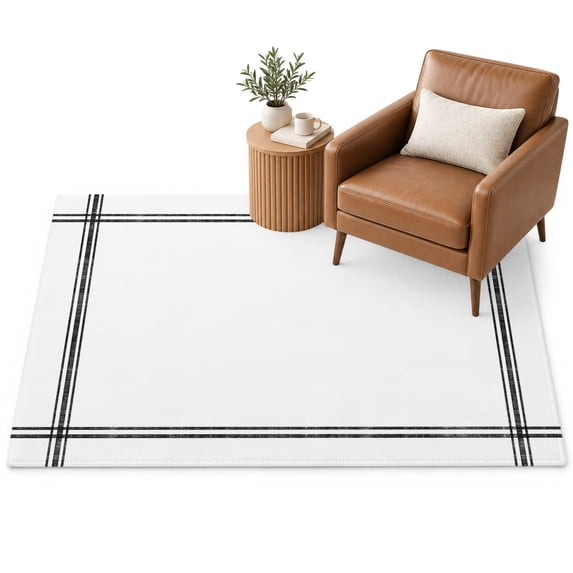 Solid Color Area Rug 4'x6', White Soft Mat Non-Slip Silicone Backing ...