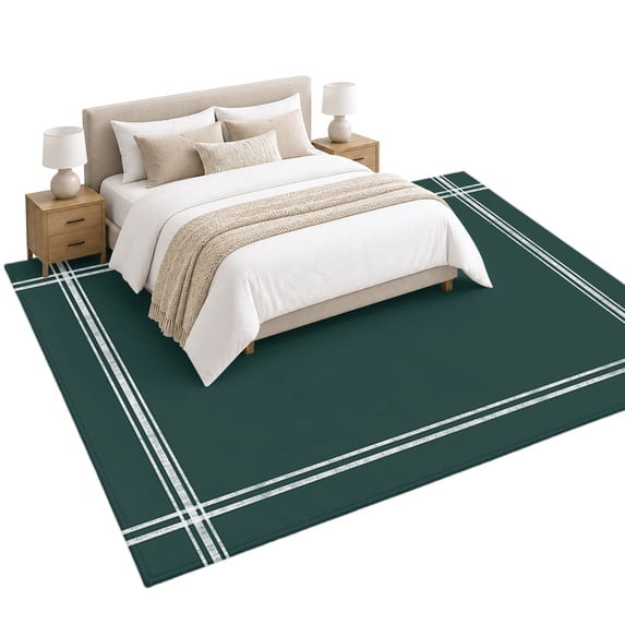 Solid Color Area Rug 5'x8', Deep Green Soft Mat Non-Slip Silicone ...