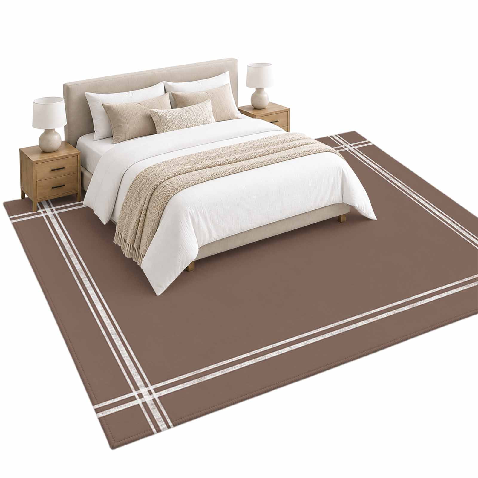 Solid Color Area Rug 6'x9', Brown Soft Mat Non-Slip Silicone Backing ...