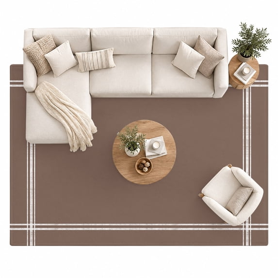 Solid Color Area Rug 8'x10', Brown Large Area Rugs Non-Slip Silicone ...