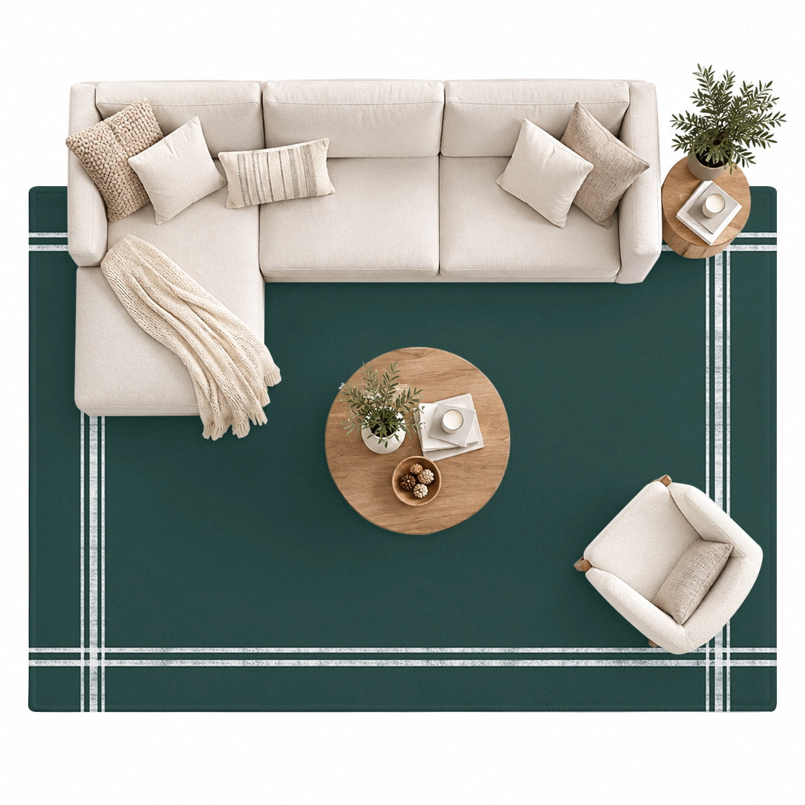 Solid Color Area Rug 8'x10', Deep Green Large Area Rugs Non-Slip ...
