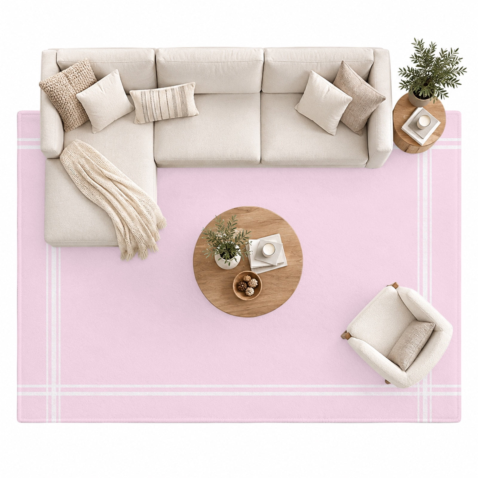 Solid Color Area Rug 8'x10', Pink Large Area Rugs Non-Slip Silicone ...