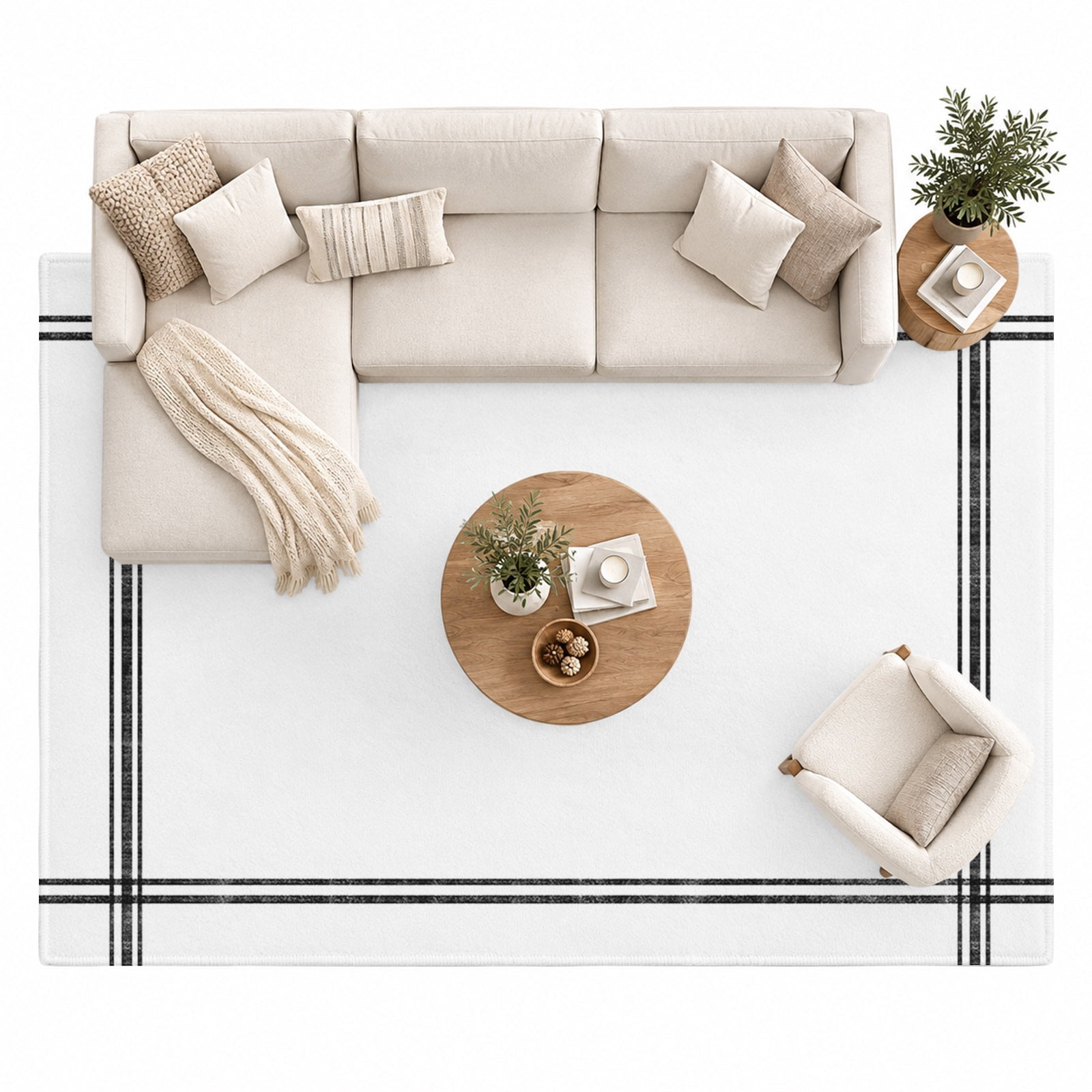 Solid Color Area Rug 8'x10', White Large Area Rugs Non-Slip Silicone ...