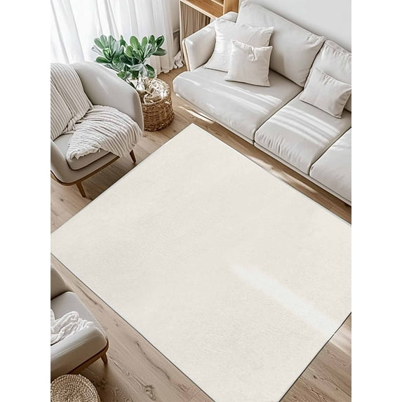 Solid Color Area Rug for Bedroom 2.7x5 Ft Beige Super Soft fuzzy Throw Rug Non-Slip Fluffy Plush Indoor Floor Carpet for Living Room Nursery Home Decor