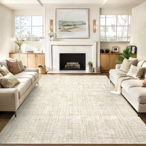 Solid Color Area Rugs 5x7 Washable Rug for Living Room, Modern Neutral Carpet Non Slip, Non Shedding Low Pile Floor Covering, Soft Thin Foldable Mat for Bedroom Nursery, Taupe