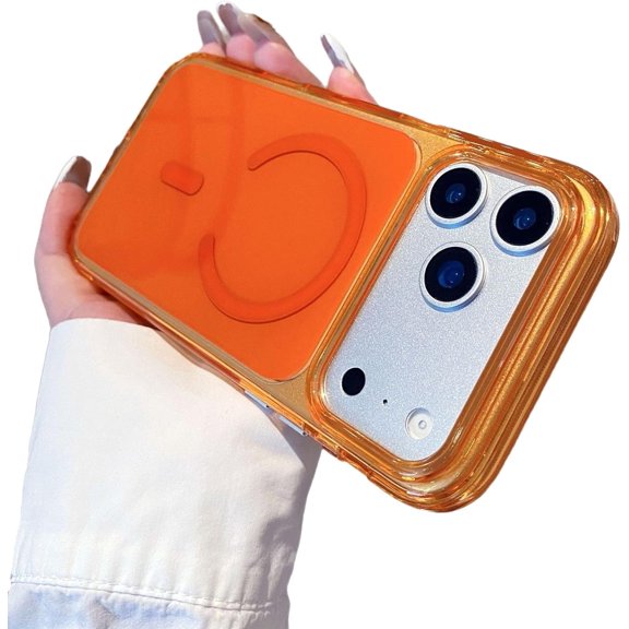 Solid Color Back Acrylic Camera Protect Phone Case for iPhone (iPhone 13 Pro,Orange)