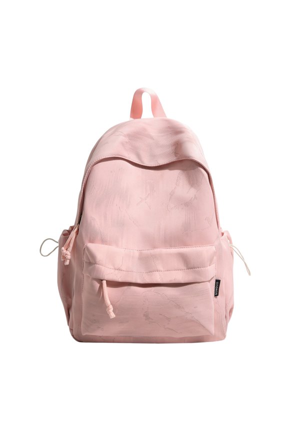 Solid Color Backpack, Laptop Rucksack with Drawstring Side Pocket, Multi-Pockets School Backpack for Travel Shopping Work (Green)