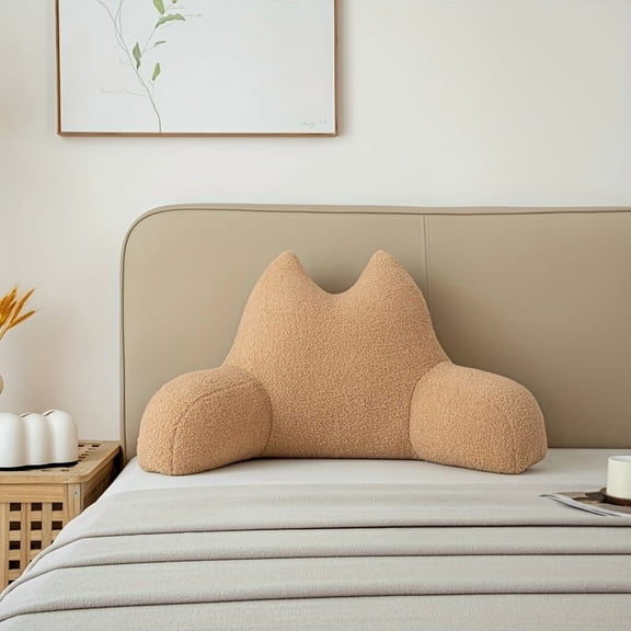 Solid Color Backrest Cushion - Washable Multi-Purpose Pillow with Phone Pocket - for Beds, Sofas & Chairs - Lumbar & Reading Support