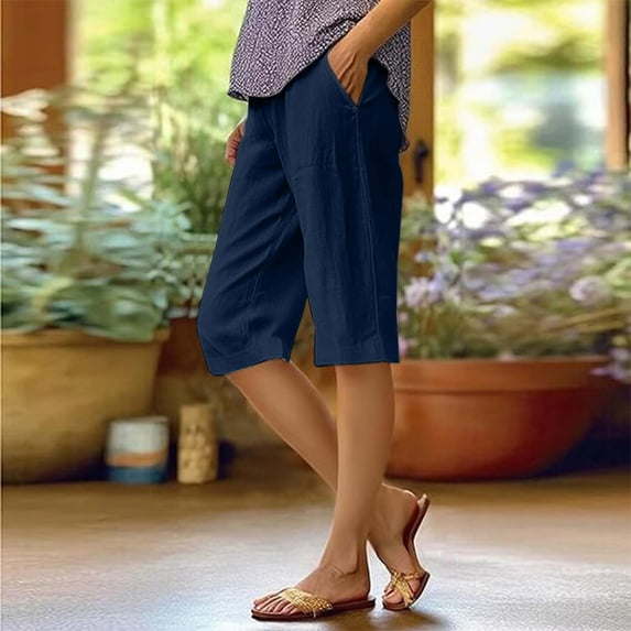 Solid Color Baggy Drawstring Pants With Pockets Casual Elastic Waist Quarter Pants For Men/Women Womens Soccer Shorts Women's Shorts plus Size Denim Shorts with Pockets for Women Women Board Shorts