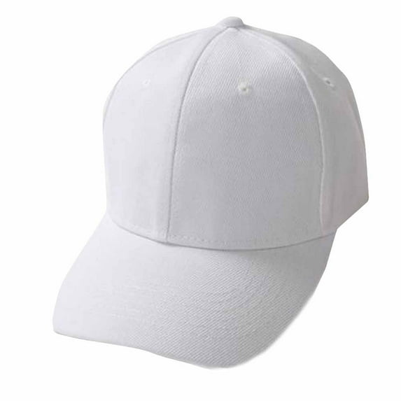 Solid Color Baseball Cap, Unisex Cotton Polyester Blend Snapback Hat, Classic 6-Panel Structured Cap with Button Top for Men and Women, Casual Fashion Hat for Daily Wear and Outdoor Activities White
