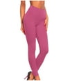 thumbnail image 1 of Solid Color Basic Leggings for Women Fitted Casual Mid Waist Stretchy Yoga Leggings 2023 Fashion(Hot Pink,L), 1 of 3