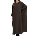 thumbnail image 1 of Solid Color Bat Sleeve Long Dress for Women Round Neck Ankle Length Dress Baggy Casual Maxi Dresses, 1 of 3