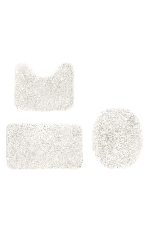 Solid Color Bath Mats,3 Piece Bathroom Rug Set Includes Bath Rug, Contour Mat and Toilet Lid Cover, Machine Washable, Super Soft Microfiber & Non Slip Bath Rugs