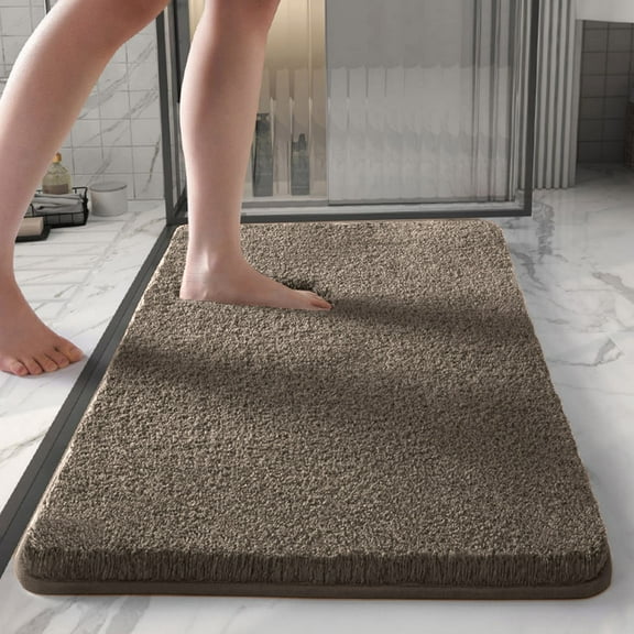 Solid Color Bathroom Mat | Super Absorbent Non-Slip Floor Mat | Thick Fiber Bath Rug | Medium Size 50X80Cm | Machine Washable Bath Mat for Shower Tub Toilet