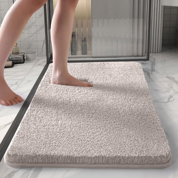 Solid Color Bathroom Mat | Super Absorbent & Quick-Drying | Non-Slip TPR Backing | Thick Fiber Floor Mat for Shower & Tub | 40x60cm | 1 Mat
