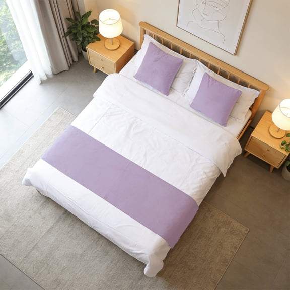 Solid Color Bed Runner, Soft Decorative Bed Scarf for Hotel & Bedroom, Protective Bedspread Cover, Machine Washable Polyester Fabric, Minimalist Decor for Home Boutique Hotels Vacation Rentals