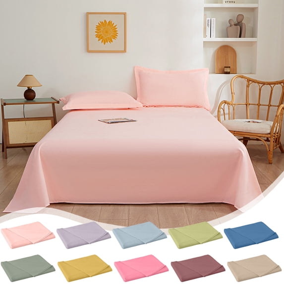 Solid Color Bed Sheet, Washable Polyester Fitted Sheet with Deep Pocket, Soft Comfortable All-season Home Bedding for Mattress, Easy Care Decor, Topliu