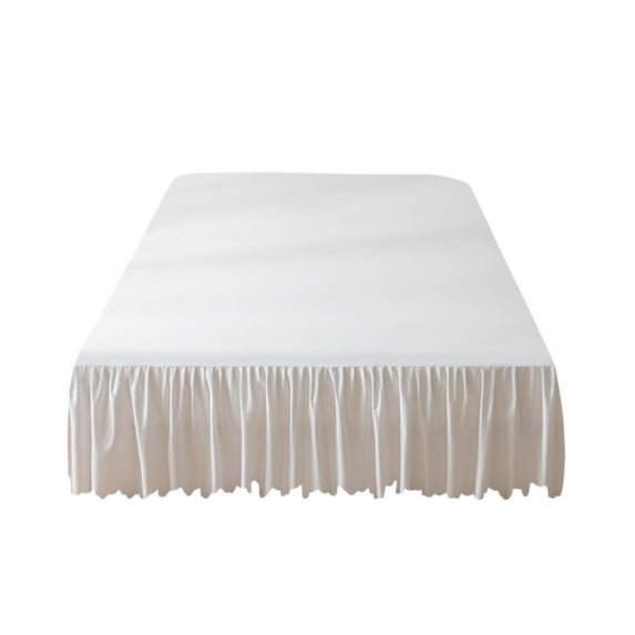Solid Color Bed Skirt with Washed Cotton Edge - Polyester-Cotton Non-Slip Mattress Protector Cover for Bed Frame 78.74x59.06in(White)