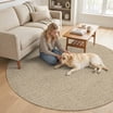 Rustic Round Area Rugs Creamy Ivory 8FT Round Area Rugs for Living Room Country Vintage ...