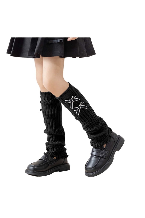 Solid Color Bow Detail Leg Warmers Long Slouchy Knit Socks Cozy Cable Stitch Tube Socks Warm Textured Crew Socks Feminine Relaxed Fit Socks