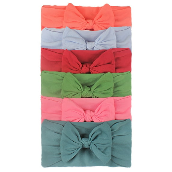 Solid Color Bowknot Baby Headband Girls Baby Toddler Turban Headband Hair Band Bow 6Pcs Accessories Headwear