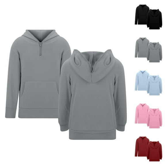 Solid Color Boys Sweatshirts Boys Hoodies & Sweatshirts For Kids Solid Color Zip Up Pullover With Pocket Long Sleeve Casual Outerwear For School And Outdoor Activities Boys Sweatshirts