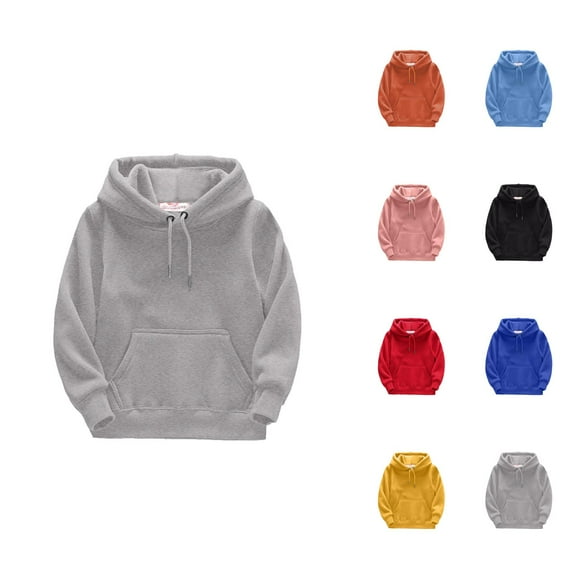 Solid Color Boys Sweatshirts Kids Child Toddler Boys Girls Solid Long Sleeve Patchwork Hooded Thickened Warm Sweatshirt Pullover Blouse Tops Outfits Clothes Boys Sweatshirt