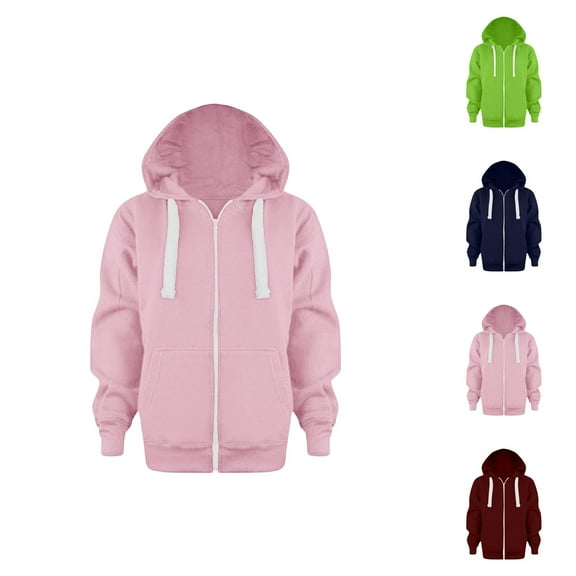 Solid Color Boys Sweatshirts Sweatshirt Color Solid Zip Jackets Long Hoodie Top Sleeve Up Girls Kids Boys Coat&jacket Boys Sweatshirt