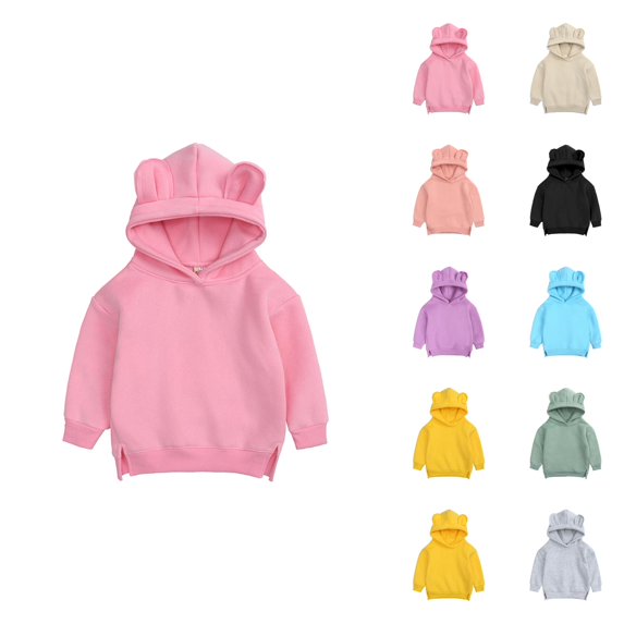Solid Color Boys Sweatshirts Toddler Baby Boys Girls Cute Ear Solid Hoodie Sweatshirt Top Boy Clothes