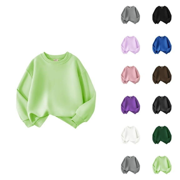 Solid Color Boys Sweatshirts Toddler Kids Baby Boys Girls Basic Crewneck Pullover Sweatshirt Children's Solid Hoodie Coat Tops Boys Hoodies
