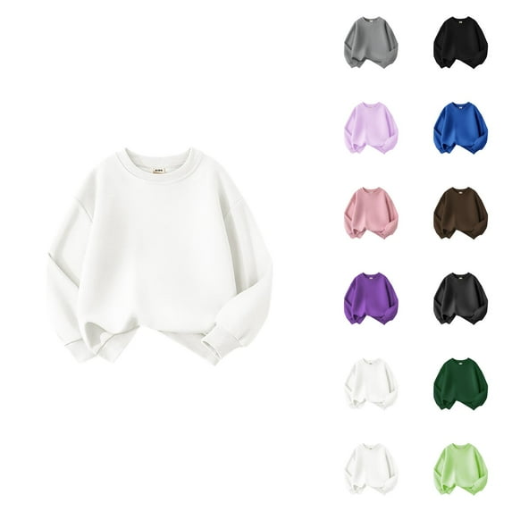 Solid Color Boys Sweatshirts Toddler Kids Baby Boys Girls Basic Crewneck Pullover Sweatshirt Children's Solid Hoodie Coat Tops Boys Sweatshirt
