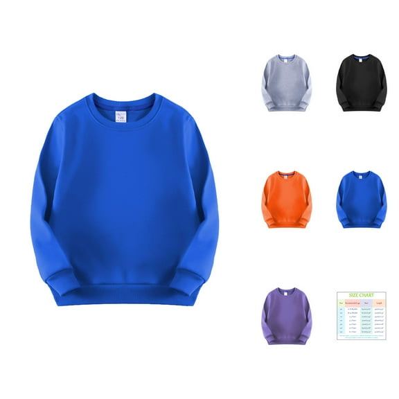 Solid Color Boys Sweatshirts Toddler Kids Baby Boys Girls Crewneck Pullover Thicked Lined Sweatshirt Children's Solid Plush Babies Colorful Tops Coat Kids Clothes