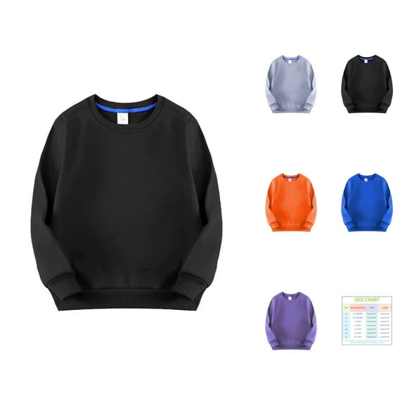Solid Color Boys Sweatshirts Toddler Kids Baby Boys Girls Crewneck Pullover Thicked Lined Sweatshirt Children's Solid Plush Babies Colorful Tops Coat Boy Clothes