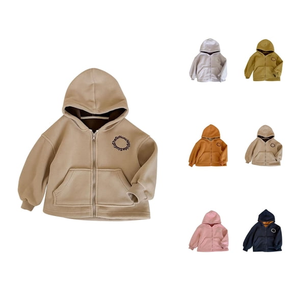 Solid Color Boys Sweatshirts Toddler Kids Baby Girls Boys Hooded Coat Jacket Outerwear Zipper Warm Winter Outwear Sweatshirt for Kids