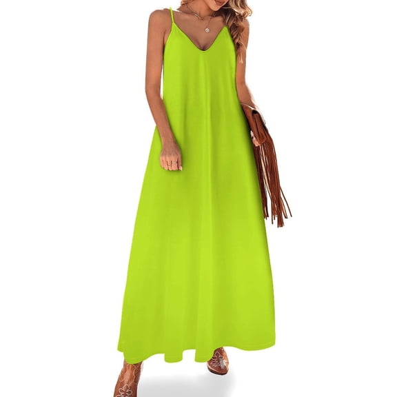 Solid Color Bright Green Sleeveless Dress Loose Women's Dress Dresses Luxury Evening Dresses