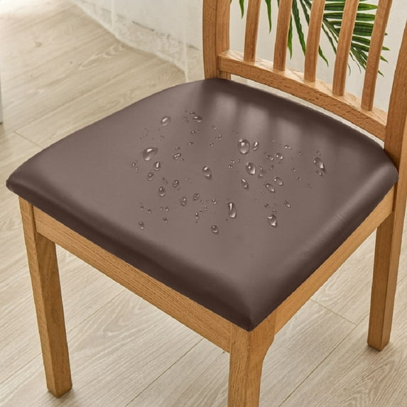 Solid Color Brushed PU Leather Chair Cover Waterproof Oil-Proof Stretchable Elastic Slipcover for Dining Chairs and Ottomans