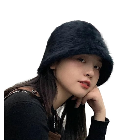 Solid Color Bucket Hat for Women Girls Soft Fishing Hat Warm Fall Winter Hat Beanie Bonnet Skull Cap Travel Outdoor