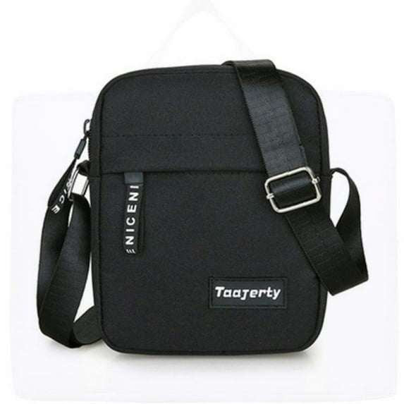 Solid Color Business Casual and Fashionable Nylon Shoulder Bag Crossbody Bag Men Hand Bag BLACK