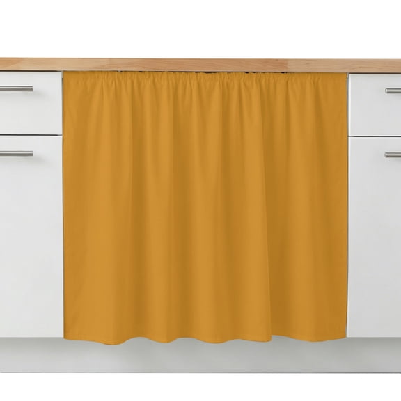 Solid Color Cabinet Curtains for Kitchen Dark Yellow Shelf Curtain for Storage Cubes, Curtains for Cabinets with Hook Tape, 10"W x 11"L