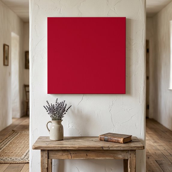 Solid Color Canvas Wall Art for Living Room Bedroom Bathroom, Red Canvas Art Wall Decor, Artwork for Walls Home Office Decor, 8"x8"