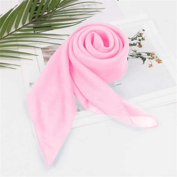 Solid Color Chiffon Square Scarf, Versatile Lightweight Scarf for Women, All Season Plain Square Scarf for Neck Wrap and Head Cover, Soft Sheer Fashion Scarf for Daily Use and Gift - Pink