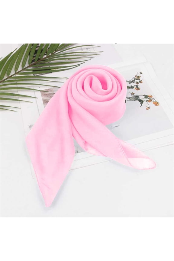 Solid Color Chiffon Square Scarf, Versatile Lightweight Scarf for Women, All Season Plain Square Scarf for Neck Wrap and Head Cover, Soft Sheer Fashion Scarf for Daily Use and Gift - Pink