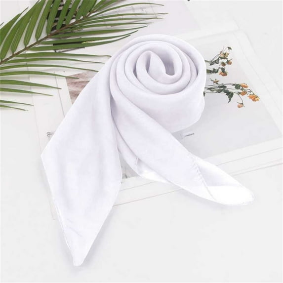Solid Color Chiffon Square Scarf, Versatile Lightweight Scarf for Women, All Season Plain Square Scarf for Neck Wrap and Head Cover, Soft Sheer Fashion Scarf for Daily Use and Gift - White