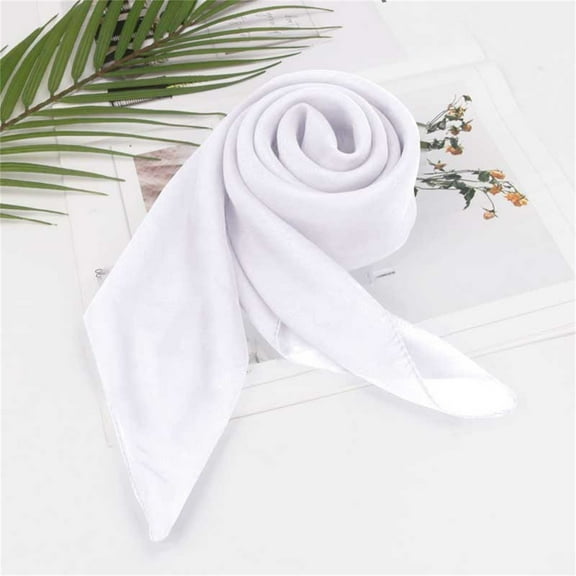 Solid Color Chiffon Square Scarf, Versatile Lightweight Scarf for Women, All Season Plain Square Scarf for Neck Wrap and Head Cover, Soft Sheer Fashion Scarf for Daily Use and Gift - White