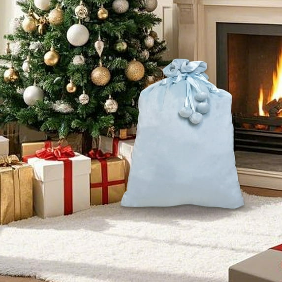 Solid Color Christmas Drawstring Bag - Large Capacity Gift Pouch Decoration, Pull-String Storage Sack for Party Favors Treats Holiday Packaging Reusable Tote